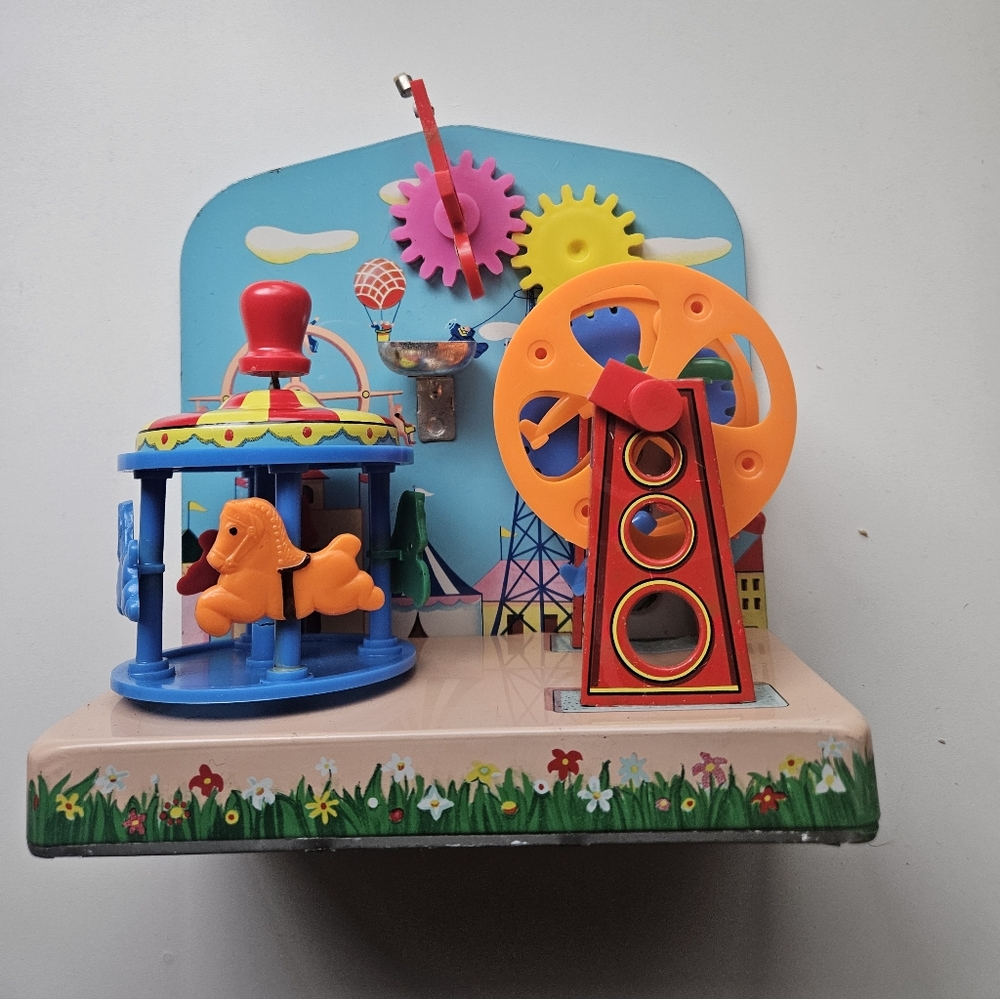 Vintage Cragstan Circus/ Amusement Park Wind Up Tin Toy JAPAN 1960s With Box